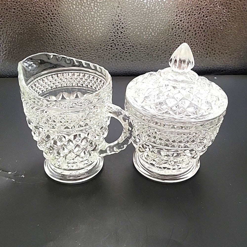 Vintage Anchor Hocking Wexford Glass Sugar & Creamer